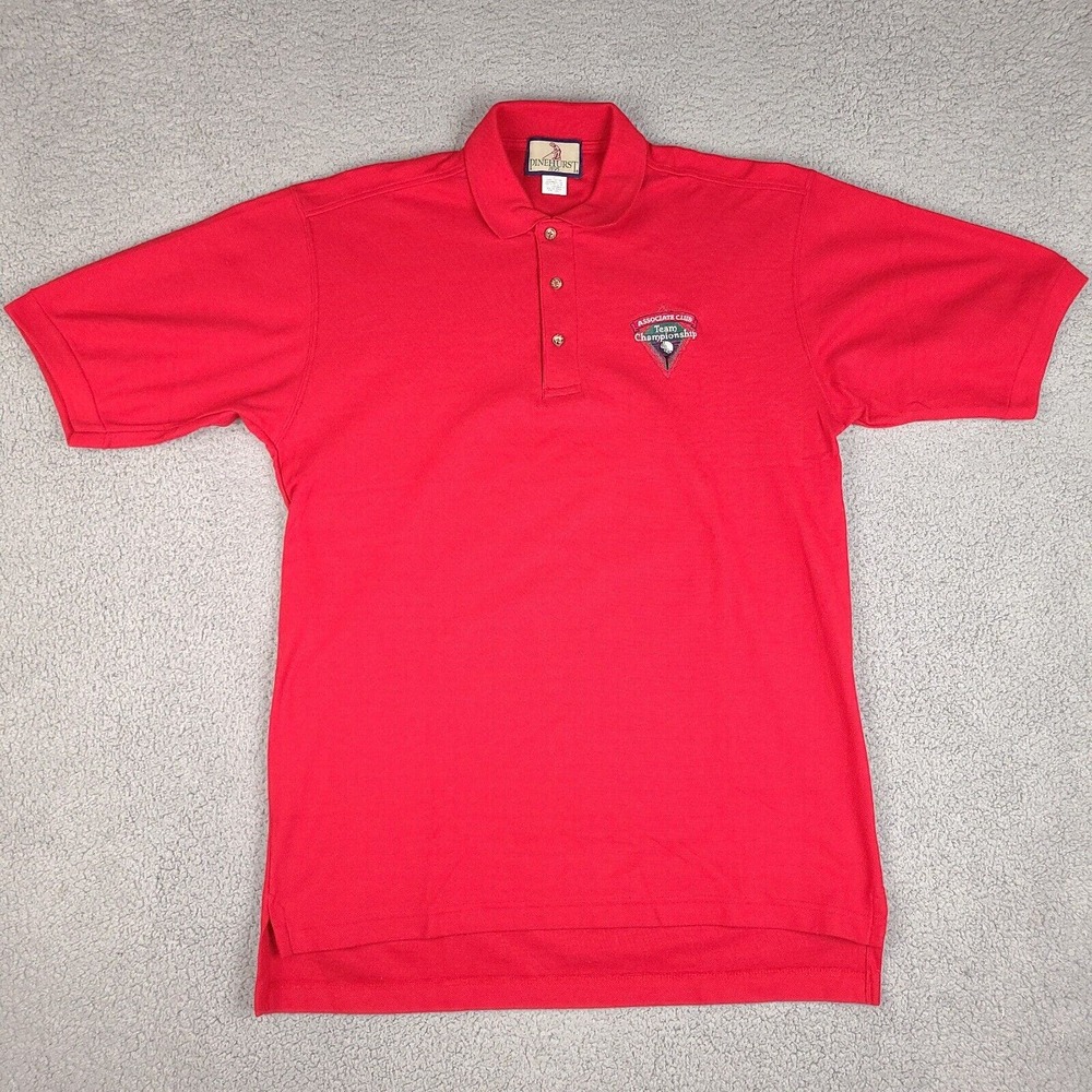 Vintage Pinehurst Polo Shirt Mens Large Red Golf Embroidered Short Sleeve Cotton